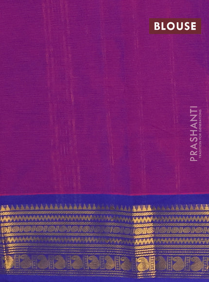 Chettinad cotton saree purple and blue with zari woven buttas and zari woven border