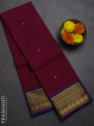 Chettinad cotton saree magenta pink and violet with zari woven buttas and zari woven border