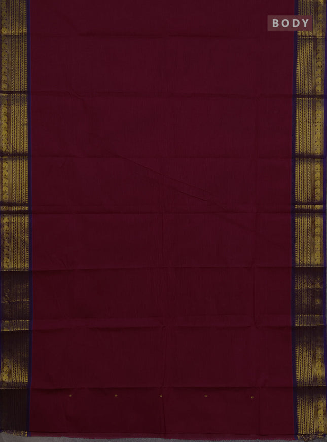 Chettinad cotton saree magenta pink and violet with zari woven buttas and zari woven border