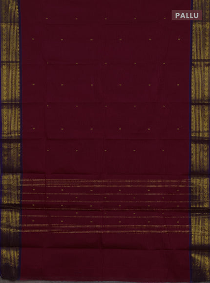 Chettinad cotton saree magenta pink and violet with zari woven buttas and zari woven border