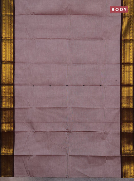 Chettinad cotton saree brown shade and coffee brown with thread woven buttas and zari woven border