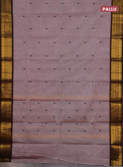 Chettinad cotton saree brown shade and coffee brown with thread woven buttas and zari woven border