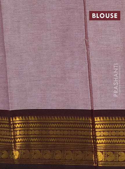 Chettinad cotton saree brown shade and coffee brown with thread woven buttas and zari woven border
