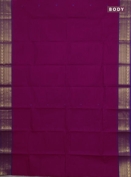 Chettinad cotton saree magenta pink and purple with thread woven buttas and zari woven border