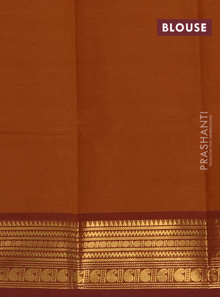 Chettinad cotton saree rust shade and brown with thread woven buttas and zari woven border