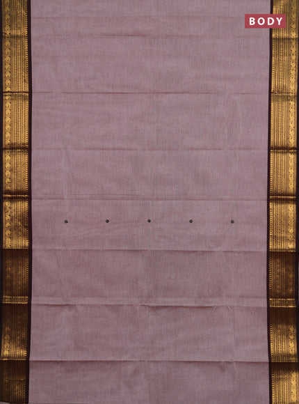 Chettinad cotton saree brown shade and coffee brown with thread woven buttas and zari woven border