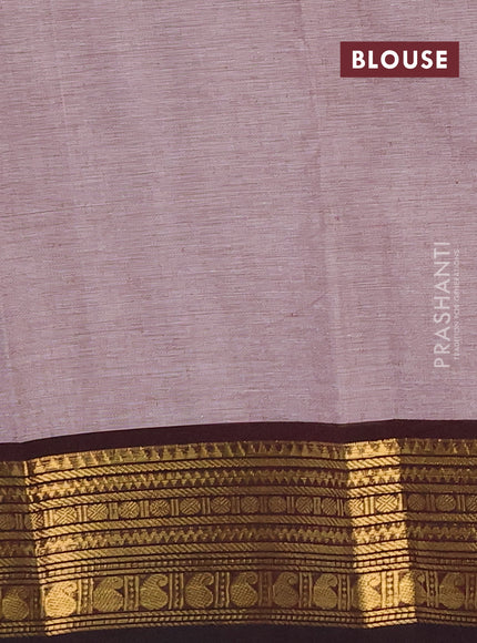 Chettinad cotton saree brown shade and coffee brown with thread woven buttas and zari woven border