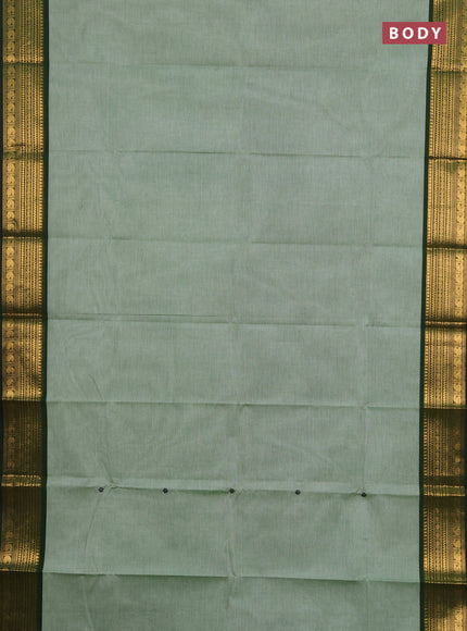 Chettinad cotton saree elaichi green and bottle green with thread woven buttas and zari woven border