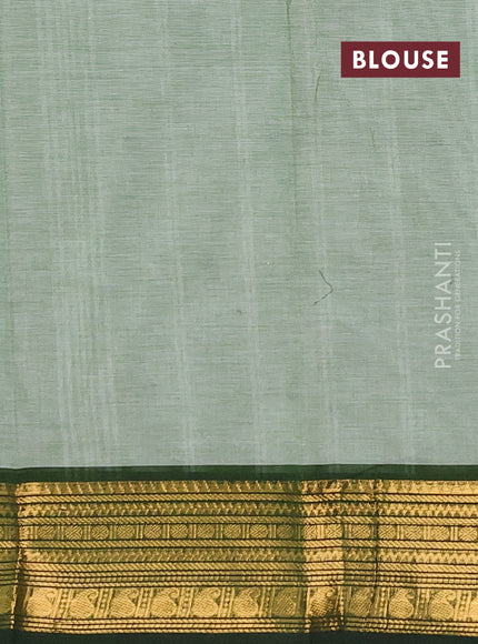Chettinad cotton saree elaichi green and bottle green with thread woven buttas and zari woven border