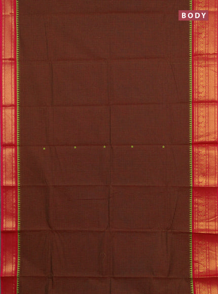 Chettinad cotton saree deep maroon and pink with allover small checks & buttas and zari woven border