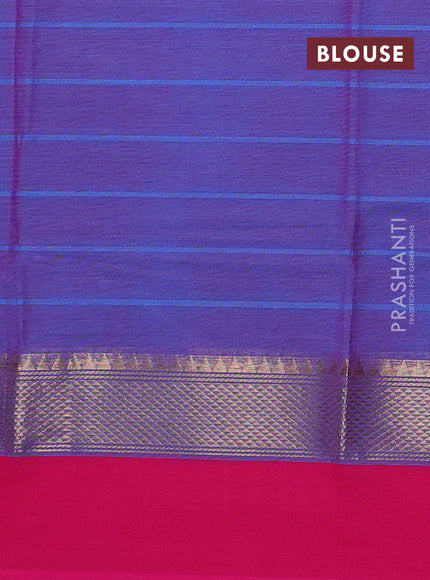 Chettinad cotton saree dual shade of bluish pink and pink with allover stripe pattern and zari woven simple border