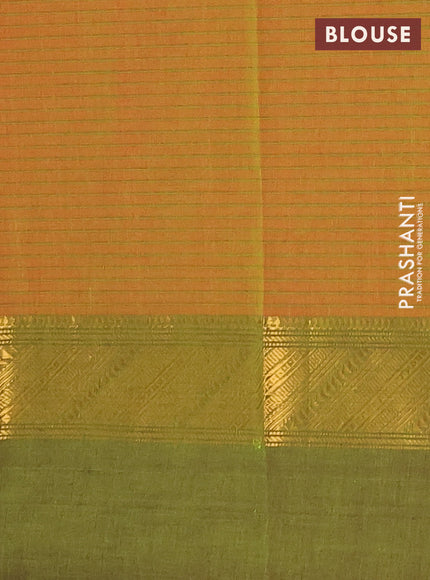 Chettinad cotton saree rust shade with allover thread weaves and ganga jamuna border