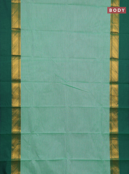 Chettinad cotton saree light green and bottle green with allover thread weaves and long zari woven simple border