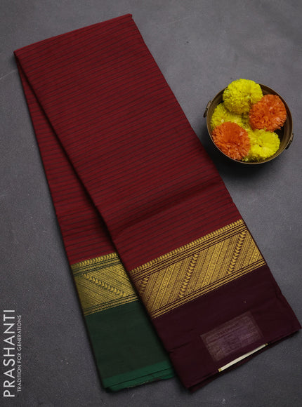 Chettinad cotton saree maroon with allover thread weaves and ganga jamuna border