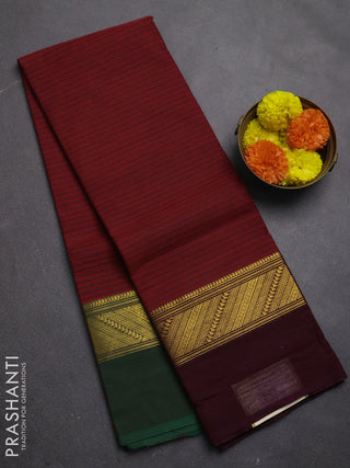 Chettinad cotton saree maroon with allover thread weaves and ganga jamuna border