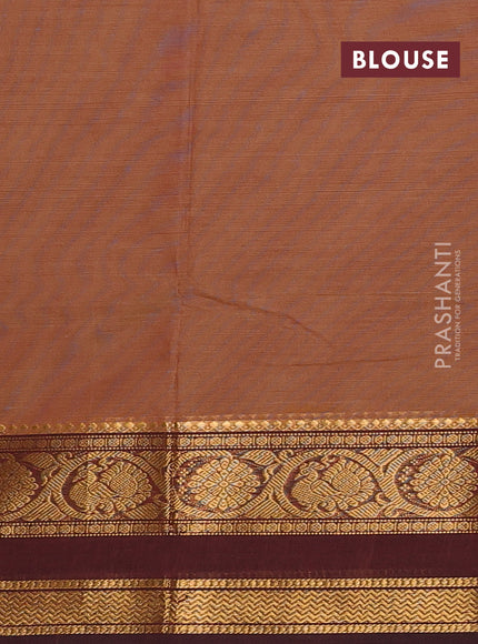 Chettinad cotton saree rust shade and deep maroon with plain body and rettapet zari woven border