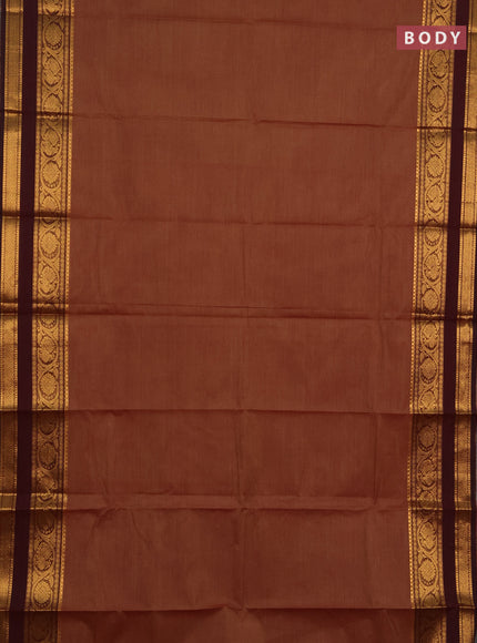 Chettinad cotton saree maroon and deep maroon with plain body and rettapet zari woven border