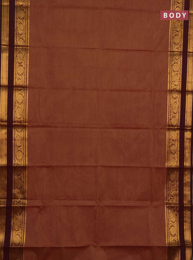 Chettinad cotton saree maroon and deep maroon with plain body and rettapet zari woven border