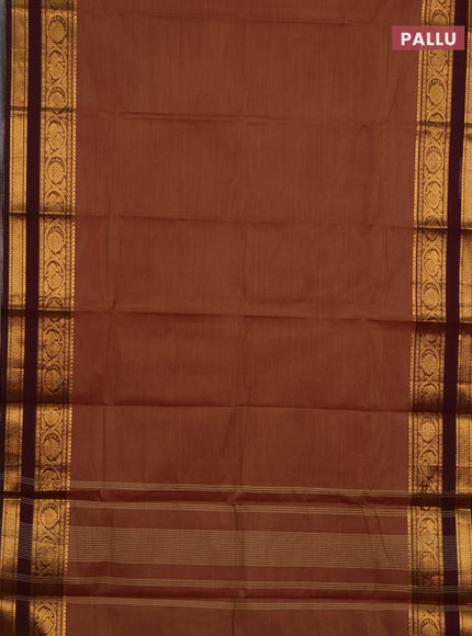 Chettinad cotton saree maroon and deep maroon with plain body and rettapet zari woven border