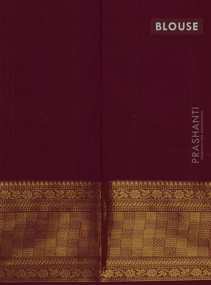 Chettinad cotton saree wine shade with thread woven buttas and zari woven border