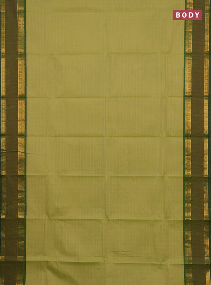 Chettinad cotton saree pastel green and green with allover checks & thread woven buttas and rettapet zari woven border