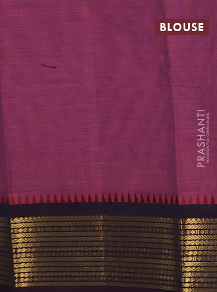 Chettinad cotton saree mauve pink and jamun with thread woven buttas and temple design zari woven border