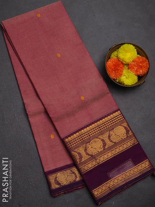 Chettinad cotton saree light pink and magenta pink with thread woven buttas and long rettapet zari woven border