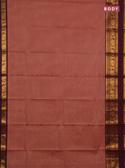 Chettinad cotton saree pastel maroon and wine shade with thread woven buttas and long rettapet zari woven border