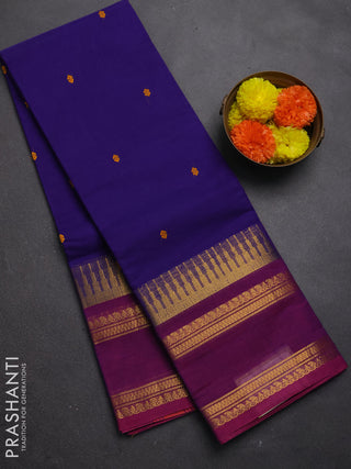 Chettinad cotton saree violet and magenta pink with thread woven buttas and long rettapet zari woven border