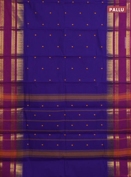 Chettinad cotton saree violet and magenta pink with thread woven buttas and long rettapet zari woven border