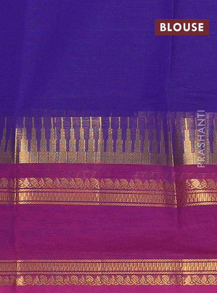Chettinad cotton saree violet and magenta pink with thread woven buttas and long rettapet zari woven border