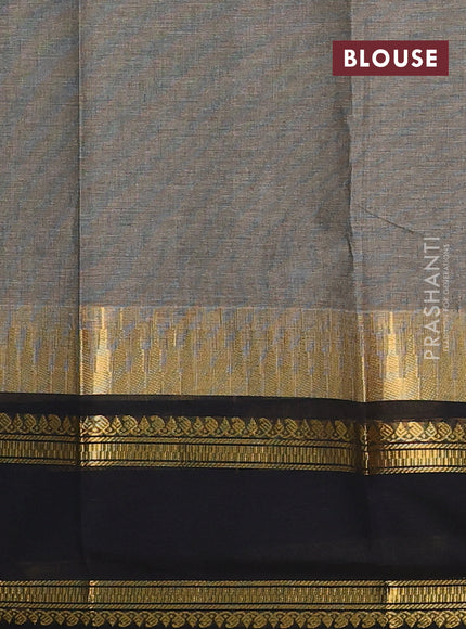 Chettinad cotton saree chikku shade and black with thread woven buttas and long rettapet zari woven border