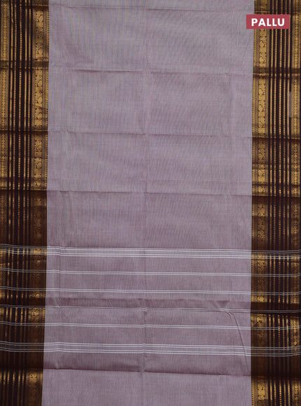 Chettinad cotton saree grey shade and maroon with plain body and long zari woven border