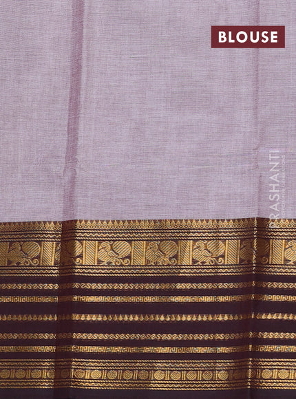 Chettinad cotton saree grey shade and maroon with plain body and long zari woven border