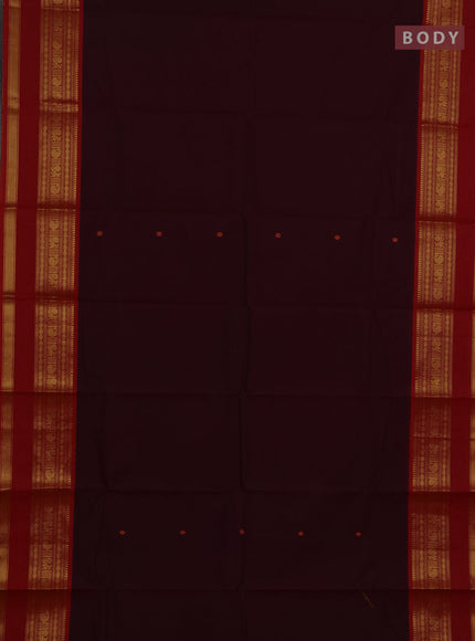 Chettinad cotton saree deep maroon and red with thread woven buttas and rettapet zari woven border