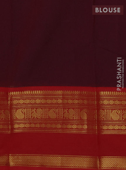 Chettinad cotton saree deep maroon and red with thread woven buttas and rettapet zari woven border