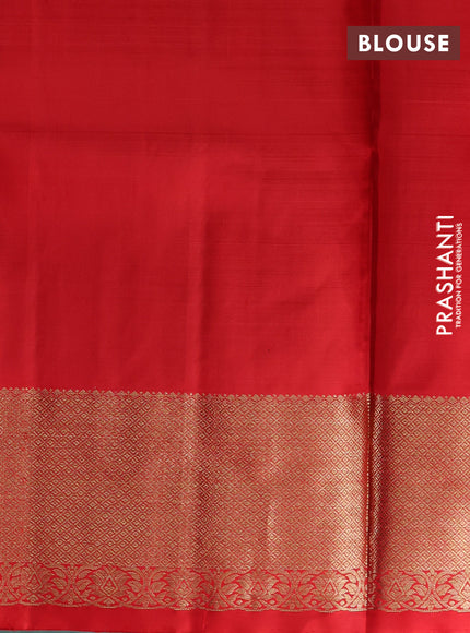 Pure kanchipuram silk lehenga dhawani dual shade of greenish violet and red with allover zari weaves and rich zari woven border