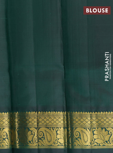 Pure kanchipuram silk lehenga dhawani pink and bottle green with allover checked pattern and rich zari woven border