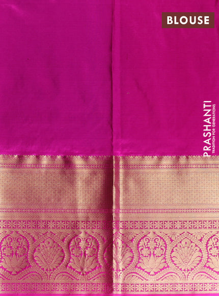 Pure kanchipuram silk lehenga dhawani blue and pink with allover zari woven buttas and long rich zari woven border