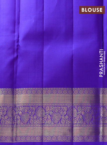 Pure kanchipuram silk lehenga dhawani orange and violet with zari woven buttas and rich zari woven border