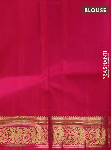 Pure kanchipuram silk lehenga dhawani yellow and pink with allover checked pattern and rich zari woven border