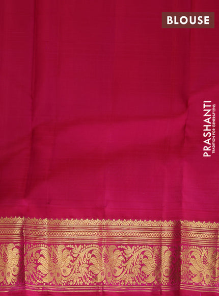 Pure kanchipuram silk lehenga dhawani peach orange and dark pink with allover checked pattern and rich zari woven border