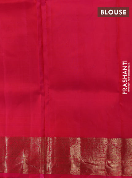 Pure kanchipuram silk lehenga dhawani mango yellow and pink with zari woven buttas and rich zari woven border