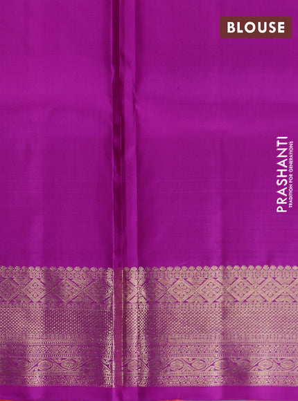 Pure kanchipuram silk lehenga dhawani orange and purple with allover zari woven buttas and rich zari woven border