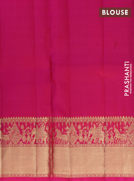 Pure kanchipuram silk lehenga dhawani deep maroon and pink with allover zari checks & buttas and rich zari woven border