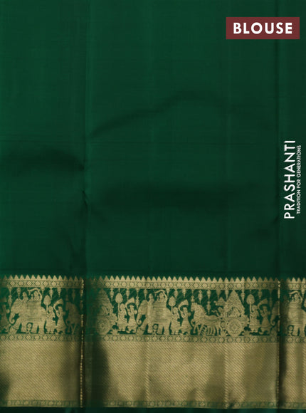 Pure kanchipuram silk lehenga dhawani pink and green with allover zari checks & buttas and rich zari woven border