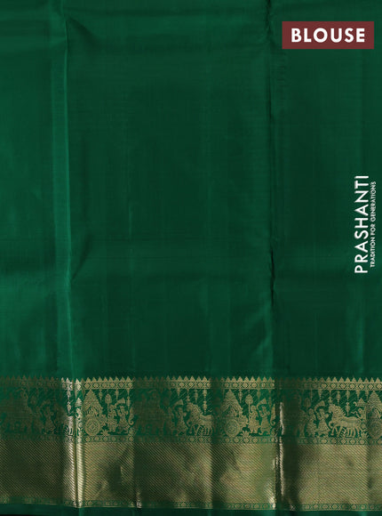 Pure kanchipuram silk lehenga dhawani rust shade and green with allover zari checks & buttas and rich zari woven border