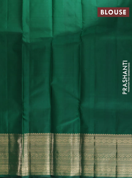 Pure kanchipuram silk lehenga dhawani purple and bottle green with allover zari checks & buttas and rich zari woven border