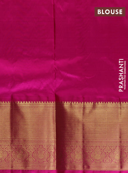 Pure kanchipuram silk lehenga dhawani mango yellow and pink with allover zari woven buttas and rich zari woven border