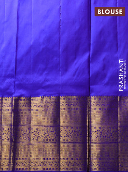 Pure kanchipuram silk lehenga dhawani yellow and blue with allover zari woven buttas and long rich zari woven border